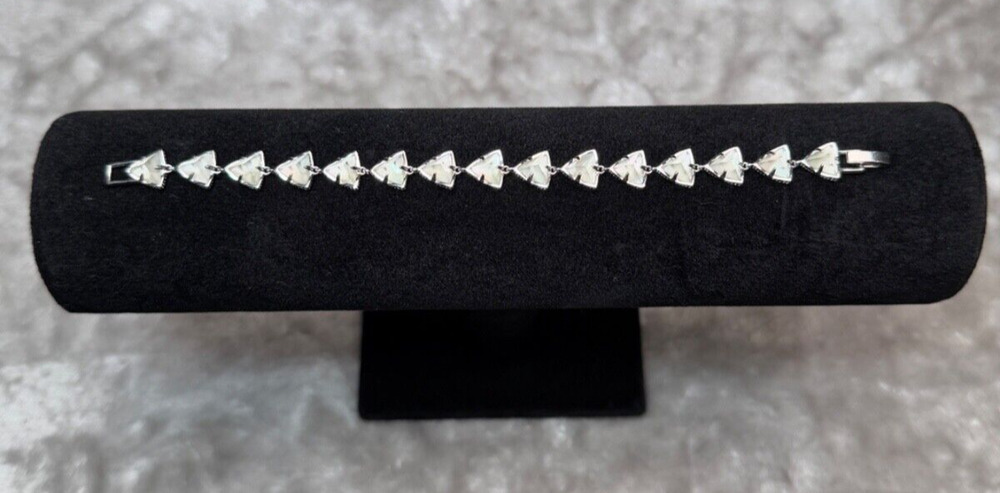 Kendra Scott Perry Gray Illusion Bracelet Silver Tone Coastal Cowgirl Boho 7"